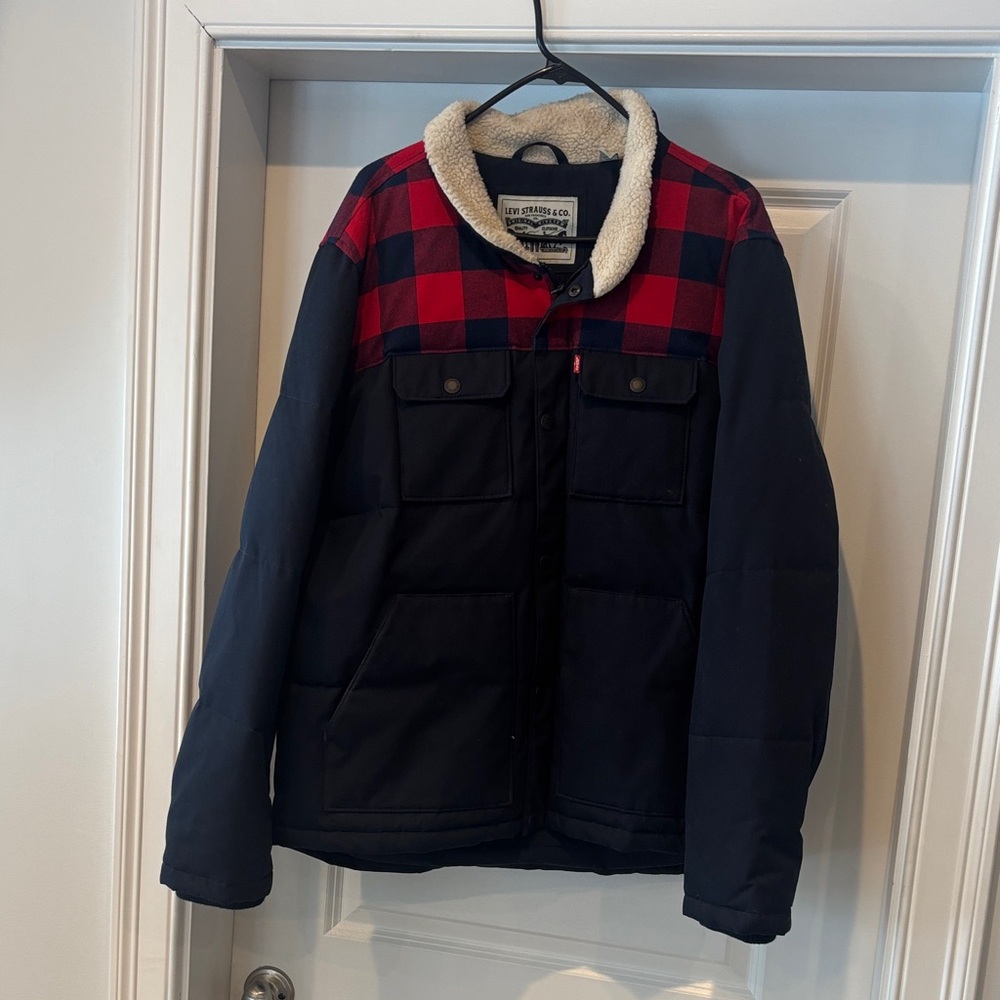 Men's Red and Black Checkered Jacket